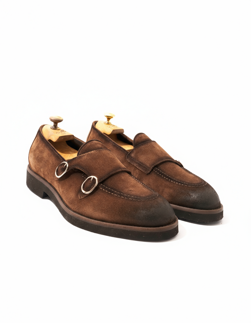 Doppia fibbia in camoscio