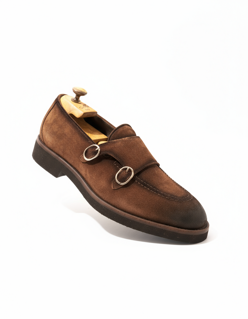 Doppia fibbia in camoscio