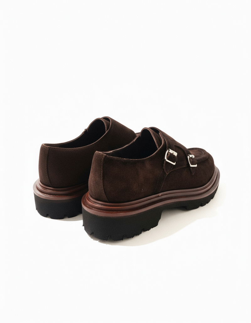 Doppia fibbia in camoscio