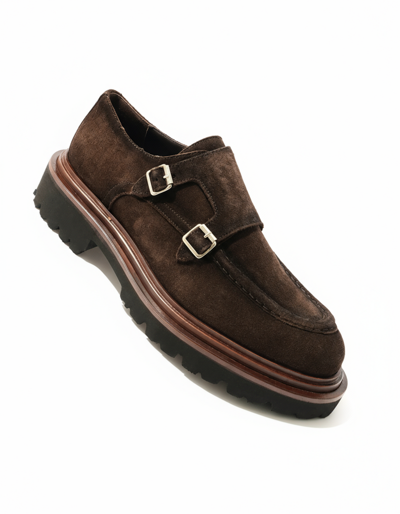 Doppia fibbia in camoscio