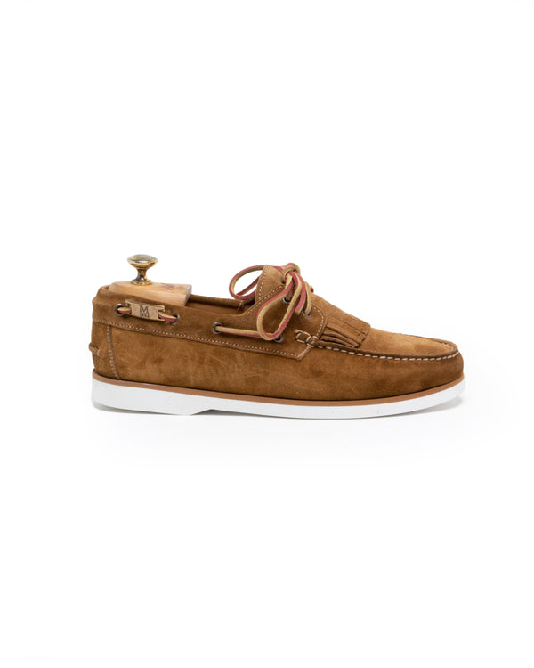 Mocassino barca camoscio cognac