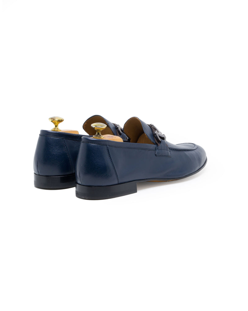 Mocassino accessorio in nappa  blu con grogen blu/tdm