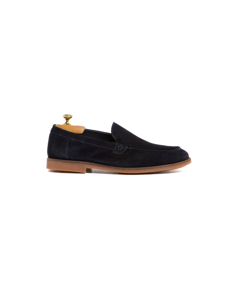 Mocassino liscio in camoscio blu