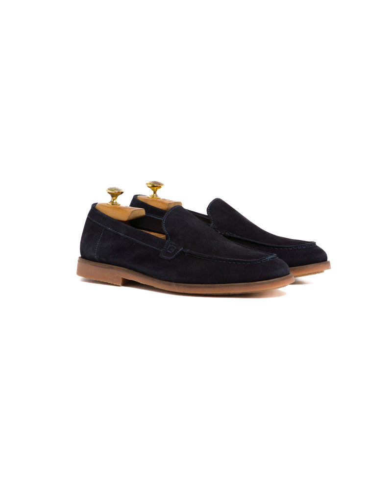 Mocassino liscio in camoscio blu