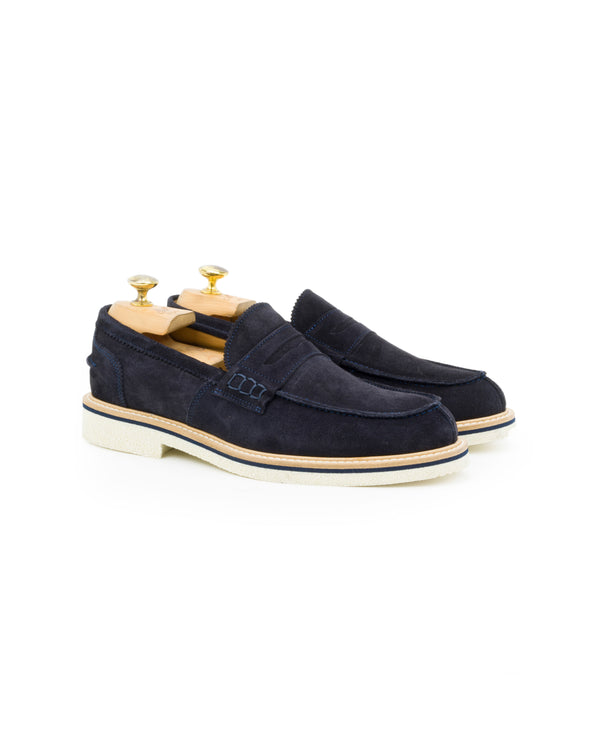 Mocassino bendina in camoscio blu