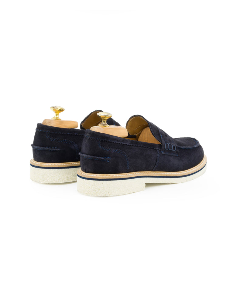 Mocassino bendina in camoscio blu
